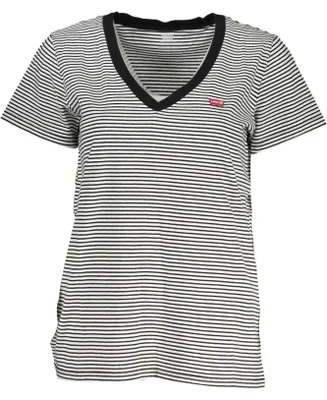 Produktbild von Stilvolles Damen Kurzarm-T-Shirt in Schwarz mit V-Ausschnitt & Logo