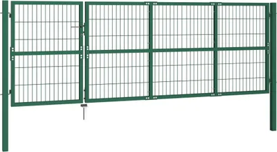 Produktbild von vidaXL Gartentor mit Pfosten 350 x 120 cm Stahl Grün
