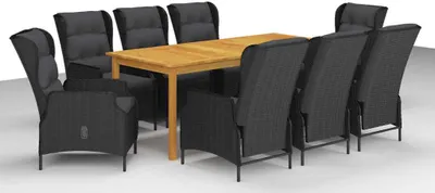 Image de Maison Exclusive - Ensemble de salon de jardin 9 pièces, gris foncé