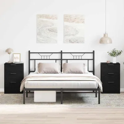 Obrázek produktu pro vidaXL Noční stolek, 2 kusy, černá barva, vzhled dubu, rozměry 40 x 65 x 65 cm