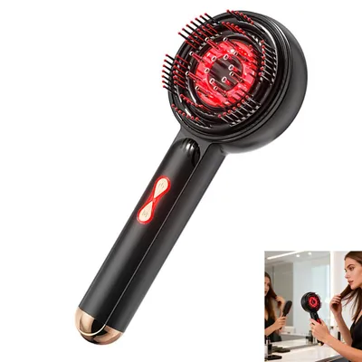Produktbild von Elektrische Kopfmassagebürste mit 660nm Rotlicht-Therapie,3-in-1 Kopfhaut-Massagegerät & Applikator für Haarserum, 1500mAh Akku, USB-C aufladbar, Schwarz