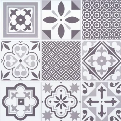 Image de Dalles Murales Adhésives Wall Tiles Effet Carrelage Oriental Gris 30.5x30.5cm Boite De 6 - Access Deco