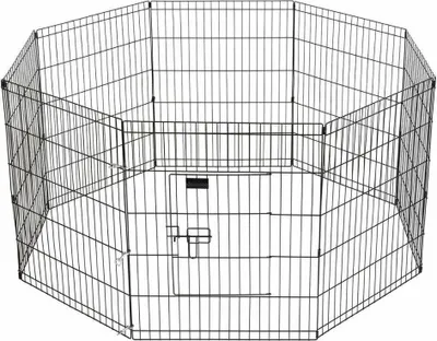 Produktbild von Kaninchengehege aus Metall, schwarz, faltbar, M – 480 cm Umfang, 60 cm hoch – mittlere Tür