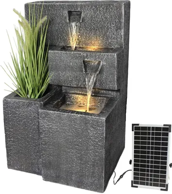Produktbild von Solar Gartenbrunnen Grada bepflanzbar mit LED Beleuchtung Springbrunnen Akku Funktion