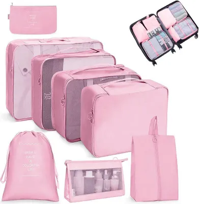 Produktbild von Kofferorganizer Packwürfel Packtaschen Rosa 8-tlg