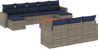 Produktbild von 11-teiliges Gartensofa-Set mit Kissen, grau, Polyrattan