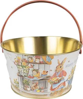 Obrázok produktu pre Clayre & Eef Dekoratívny košík Ø 19x10 cm Biely hliníkový králik