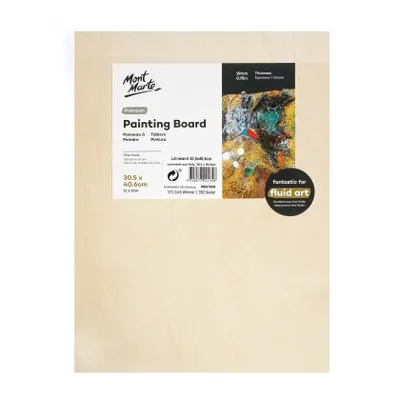 Produktbild von Mont Marte Malbrett 30,5 x 40,6 cm - Painting Board aus Holz, Leinwandsperrholz mit MDF-Rahmen, Malbrett zum Malen & Zeichnen - Ideal auch für Pouring