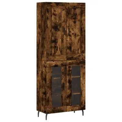Image de Buffet haut Chêne fumé 69,5x34x180 cm Bois d'ingénierie