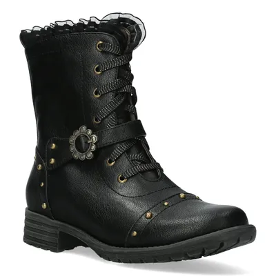 A single black boot is shown against a white background.