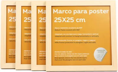 Obrázok produktu pre Fotorámik 25x25 cm, súprava 4 ks, MDF, plexisklo, na fotografie