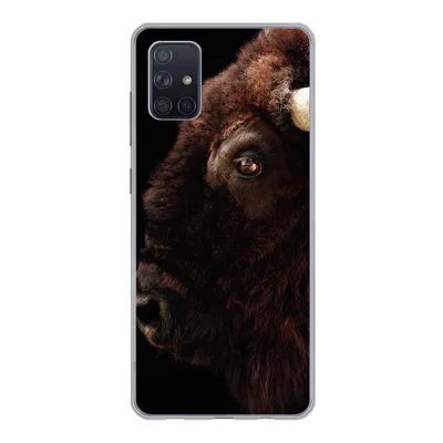 Produktbild von MuchoWow® Handyhülle Schutzhülle Hülle für Samsung Galaxy A71 Bison - Horn - Porträt Silikon Softcase Handy Hülle - Kartenbesitzer