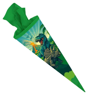 Produktbild von ITENGA Schultüte 70cm rund Motiv Dinosaurier - DINO WORLD Zuckertüte Filzverschluss