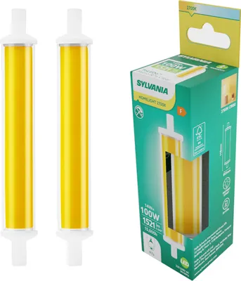 A product shot showing two LED light bulbs and their packaging.