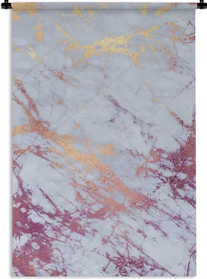 Produktbild von MuchoWow® Wandteppich Wandbehang Marmor - Blau - Gold - Lila 60x90 cm Tapisserie Dekoration Wandtuch - Foto-Teppich - Abwaschbar