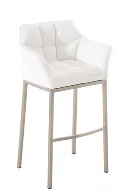 Obrázok produktu pre In And OutdoorMatch Barová stolička Brock - Biela - Umelá koža - S operadlom a podrúčkou - Ergonomická - Sada 1 - Deluxe