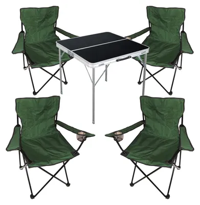 Immagine prodotto di set di mobili da campeggio 5 pezzi tavolo nero + sedie da campeggio con borsa