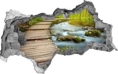 Produktbild von Selbstklebender Loch-3D-Aufkleber 95x73 cm Der Weg auf dem Fluss