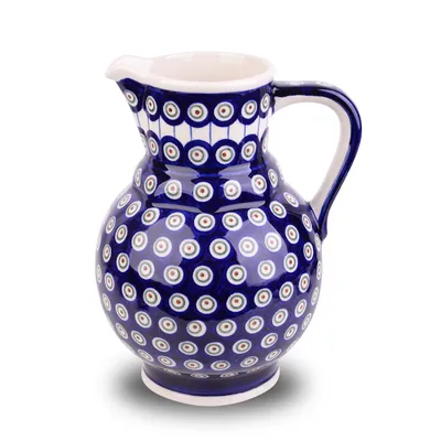 Produktbild von Bunzlauer Keramik 1,75L Krug – traditionelle Kanne mit bauchiger Form & schmalem Hals, Nachbildung 8
