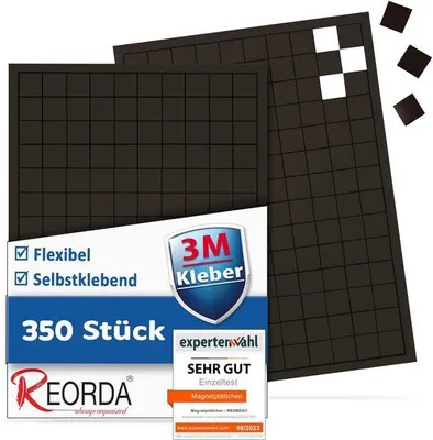Produktbild von Selbstklebende Magnetplatten (350 Stück) - Magnetstreifen - 3M-Lösemittel für beste Haftung - flache Magnete | selbstklebende Magnetfolie