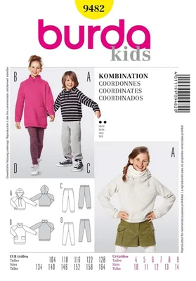 Schnittmuster: Kapuzen-Shirt, Kleid, Hose, Leggings, Gr. 104-164, leicht