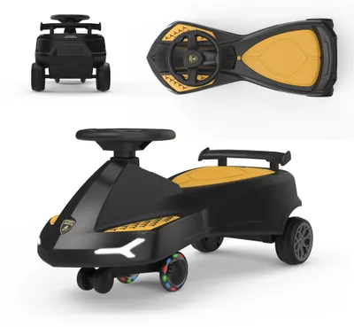 Immagine prodotto di Lamborghini, auto giocattolo a spinta per bambini dai 3 anni in su. Modello TwistCar, Wiggle Car, auto oscillante con ruote luminose, musica e spazio per riporre oggetti. Materiale privo di BPA, per 2 bambini fino a un peso massimo di 110 kg