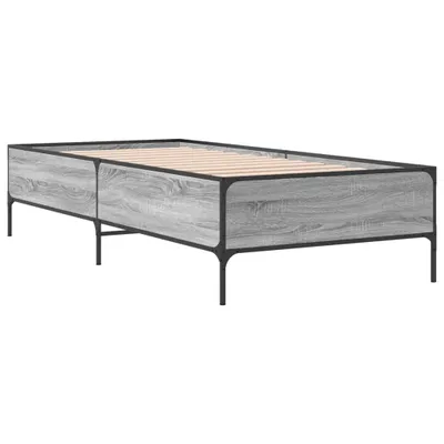 Produktbild von Bettgestell Grau Sonoma 90x190 cm Holzwerkstoff und Metall