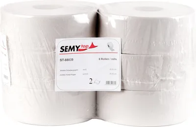 Produktbild von 6 Rollen Jumbo-Toilettenpapier SemyTop, 2-lagig, recycling-weiß ST-88039