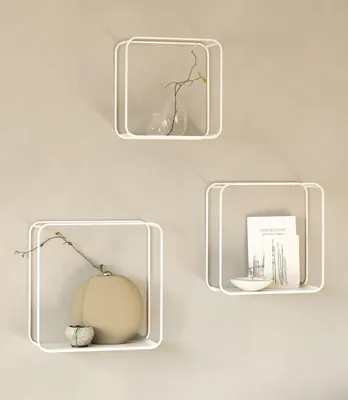 Productafbeelding van Wandplank set, 3-delig, metaal, wanddecoratie, wit