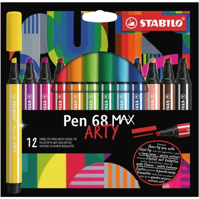 Produktbild von STABILO Premium-Filzstift mit dicker Keilspitze -  Pen 68 MAX - ARTY - 12er Pack - 12 v…