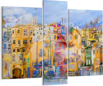 Produktbild von Bild auf Leinwand - Leinwandbild - Altstadt Mietshaus - 95x80cm - Wand Bild - Wanddeko - Wandbilder - Leinwanddruck - Bilder - Kunstdruck - Wanddekoration - Leinwand bilder - Wandkunst - CB95x80-3419
