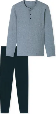 Zdjęcie produktu dla Zestaw piżamowy Schiesser Casual Essentials składający się z koszuli z długim rękawem i długich spodni, z funkcjonalnym zapięciem na guziki, swobodny wygląd