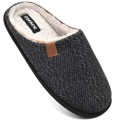 Imagen del producto de Zapatillas de estar por casa de hombre, estilo flannel, con espuma viscoelástica, antideslizantes, color negro, talla 41 EU