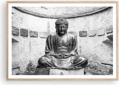 Produktbild von Gerahmtes Poster - Rahmen in heller Eiche - Japanisch Buddha Statue - 100x70 cm - Wand Bild - Wanddeko - Wandbilder - Wandposter - Bilderrahmen - Bilder - Kunstdruck - Wandbild - P2NAA100x70-4329