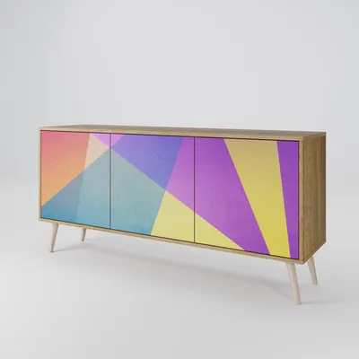 Produktbild von Spacerebels Kommode mit 3 Türen - Sideboard Komodenschrank - Highboard - Kleiderschrank Möbel - Wohnzimmer Schlafzimmer - 57,5×111×42 (HxBxT)