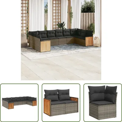 Produktbild von The Living Store 10-tlg. Garten-Sofagarnitur mit Kissen Grau Poly Rattan