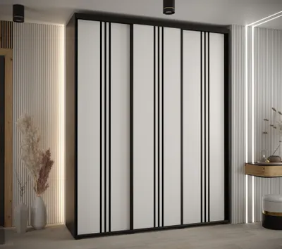 Obrázek produktu pro Šatní skříň ASIRI 6 - 190/60 cm, černá / bílá / černá