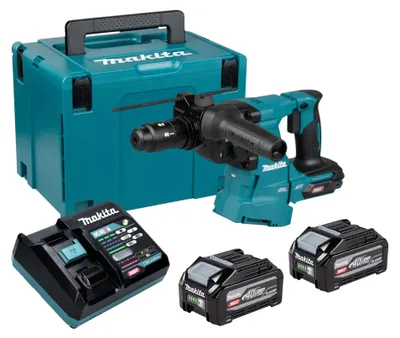 Imagen del producto de Martillo combinado a batería Makita HR 012 GU201, 40 V máx., 3,3 J, SDS plus, sin escobillas + 2 baterías de 4,0 Ah + cargador + maletín Makpac