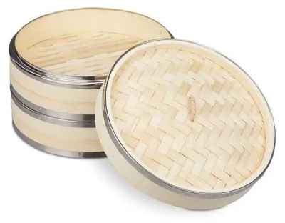 Produktbild von Dampfgarer aus Naturbambus mit 2 Etagen für gesundes und schonendes Garen