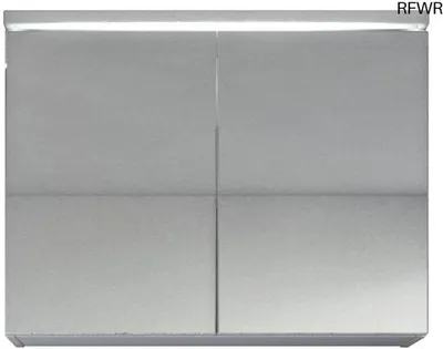 Productafbeelding van Spiegelkast voor de badkamer - Moderne, witte spiegelkast, 80 cm breed, met twee deuren