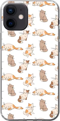 Produktbild von MuchoWow® Handyhülle Schutzhülle Hülle für Telefoonhoesje iPhone 12 Muster - Katze - Kätzchen - Jungen - Mädchen - Kinder - Kinder Silikon Softcase Handy Hülle - Schutzhülle