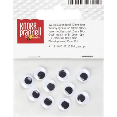 Produktbild von KNORR prandell 212480107 Wackelaugen Ø 10 mm weiß mit schwarzer Pupille
