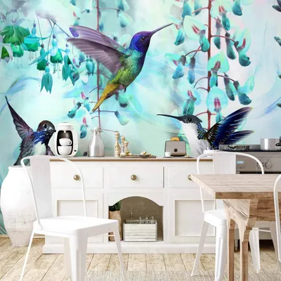 Produktbild von Vlies Fototapete - Flying Hummingbirds (Green) 350x245 cm Tiere g-C-0072-a-c
