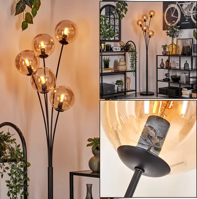 Produktbild von Fossobiubo Stehlampe aus Metall/Glas in Schwarz/Bernsteinfarben