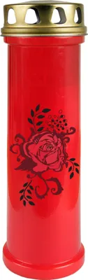 Image de Bougie funéraire rouge 100h ( couvercle or ) - Rose