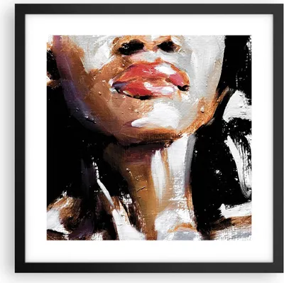 Produktbild von Gerahmtes Poster - Schwarzer Rahmen - Öl Mund Frau - 40x40 cm - Wand Bild - Wanddeko - Wandbilder - Kunstposter - Wandposter - Bilderrahmen - Bilder - Kunstdruck - Wanddekoration - P2BAC40x40-4724