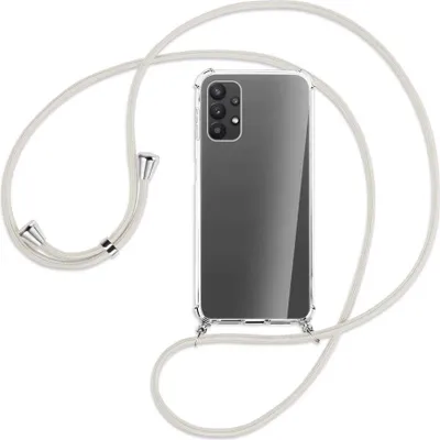 Produktbild von Handykette Backcover-Schutzhülle mit Band (Metall silberfarben) für Samsung Galaxy A23 4G - broken white
