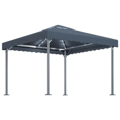 Image de vidaXL Pavillon avec guirlande lumineuse LED 300x300 cm Anthracite Aluminium