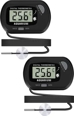 Produktbild von Digitaler Aquariumthermometer - 2 Stück - LCD-Display mit Sensor und Saugnapf - Anzeige in °C und °F