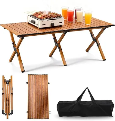 Imagen del producto de Mesa plegable para camping, portátil, con bolsa, ideal para picnics, playa y actividades al aire libre